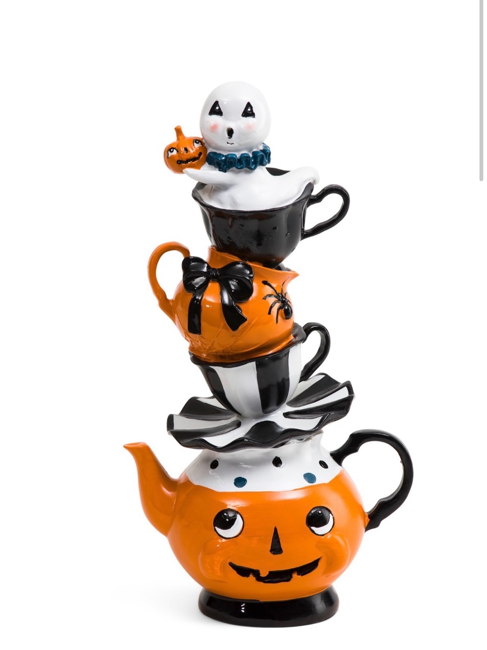 Ghoulish ghost on tea cups and teapot BNWT